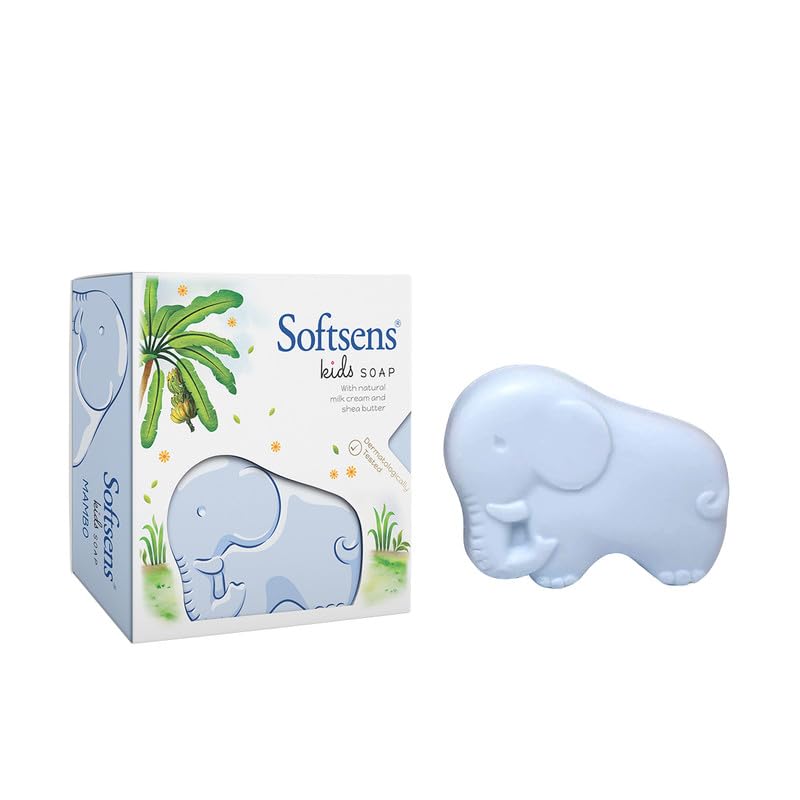 Image of Softsens Kids Soap Mambo 75g | Gentle Nourishing Care with Shea Butter & Natural Milk Cream, Dermatologist Tested Baby Soap, Moisturizing Animal Shape Bar Soap For Toddlers & Kids 2-10 Years