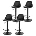 Lestarain Lot de 4 Tabourets de Bar avec Dossier et Repose-Pieds,Réglable en Hauteur et Rotative à 360°,Chaises de Bar Cuisine en Plastique,Robuste et Ultra Silencieux,Noir
