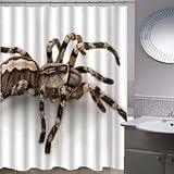 Duschvorhang 180x200 Anti-Schimmel Spinnen Duschvorhänge Wasserdicht Waschbar Polyester Textil Badevorhang Weiß 3D Shower Curtain A-9157