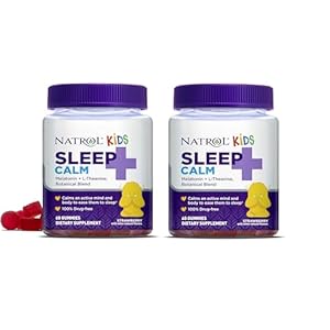 Natrol Kids Sleep+ Calm, Melatonin and L-Theanine, Sleep Aid Gummies with Botancial Blends, 100% Drug-Free, 60 Count (Pack of 2)