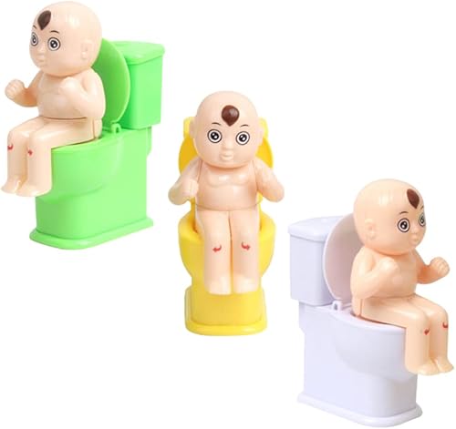 Juguete de broma de agua para el inodoro: 3 piezas de muñeca sentada en el inodoro, juguetes de broma para asiento de inodoro, juguetes de trucos