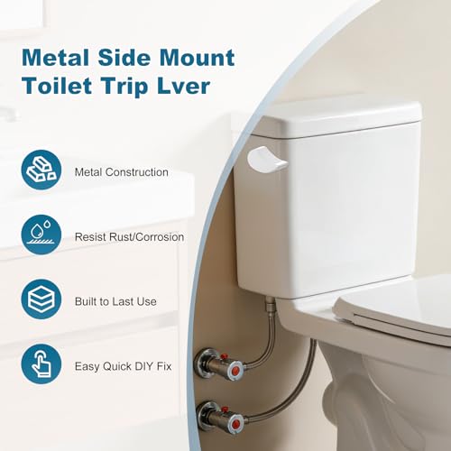 Image of iFealClear Metal Toilet Handle Replacement Compatible with TOTO THU068-CP Trip Lvr for St743S, St406 Soild Brass Toilet Tank Flush Lever, Side Mount Toilet Trip Levers, White