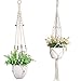OAMENXI Makramee Blumenampel 2er Set,Balkon Deko Innen Deko Blumenampel Außen,Blumentopf Hängend Hängepflanze Boho Deko Hängeampel,Innen-Und Außenbaumwollseilpflanze Blumentopf Hängenden Korb (2)