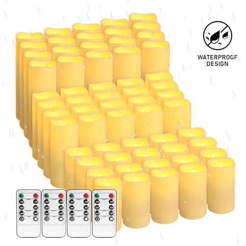 Image of 48- Pack of 3 Sizes of LED Flameless Candles.This Candle is Suitable for cafe, Fancy Restaurant, Bookstore and Other Scenes to Create a Relaxing and Romantic Atmosphere.