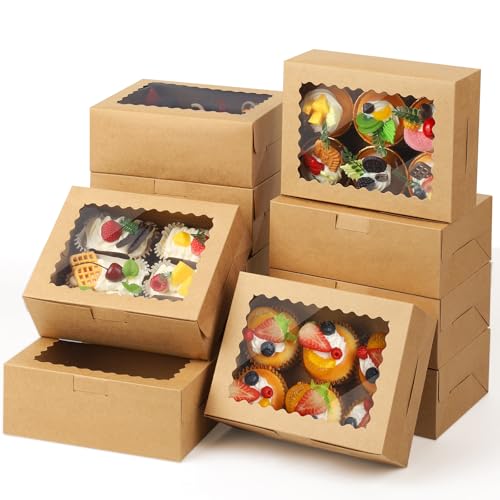 24pack Bakery cookie boxes with window,Cupcake boxes, candy special food box.Food box Treat Boxes for Pies, Muffins, Donuts and Pastries.Christmas.Baked goods packaging,Paper boxes for gifts.