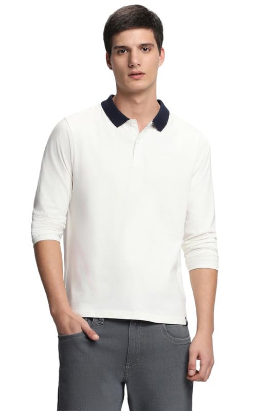 Image of Dennis Lingo Men's Cotton Polo Neck Tshirt, Regular Fit Long Sleeve