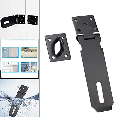 Rozekean Door Hasp Latch 5 Inch Clasp Gate Lock Latch Stainless Steel Door Bolt Latch,Black Matte Finish,2 Packs #TOP4