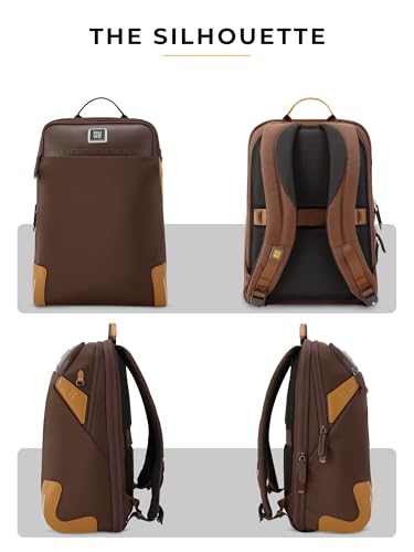 Image of EUME Gravon Laptop Backpack for Men & Women | 15.6 Inch Laptop Sleeve | 25L Water Resistant Premium Nylon & Microfiber Vegan Leather | Lightweight & Multipurpose | For Office Work & Travel