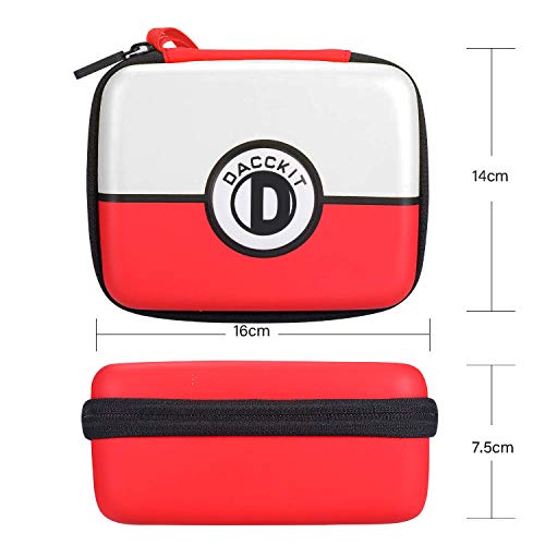 D DACCKIT Case for Pokemon Cards, Fits Up to 400 Cards, Card Box with Hand Strap & Carabiner（Red and