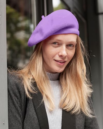 Image of Parquet Solid Color French Beret Hat. Classic French, Casual and Chic Lightweight Cap for Women