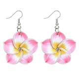 Pendientes de gota hawaianos con flor ruba, plumeria tropical para mujer, Estándar, otro, Sin piedra preciosa