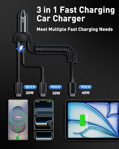 Power-7 90W Coiled Cable Charger