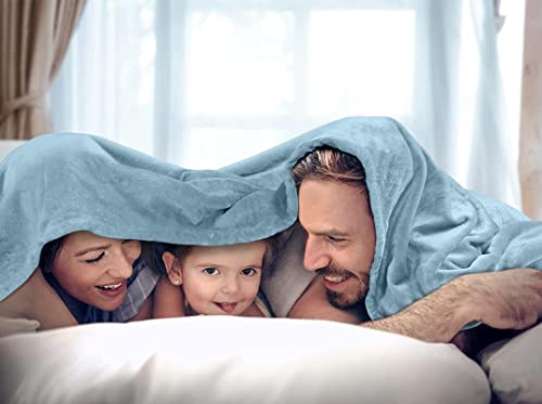 Image of VAS COLLECTIONS Premium Plush Single Blanket | 300 GSM Lightweight Cozy Soft for Bed, Sofa, Couch, Travel & Camping| 150x220 cm or 60X86 inches | Sky Blue