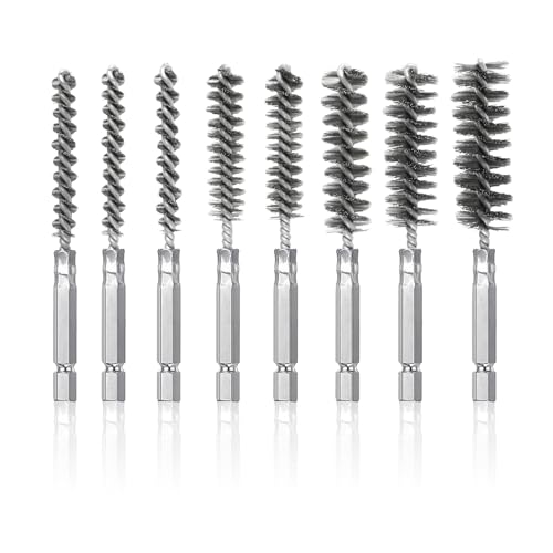 Juego de 8 cepillos de alambre de acero inoxidable para limpieza, cepillos de alambre de alambre, cepillo de alambre para taladro con mango hexagonal de 1/4 pulgadas para herramientas de pulido de