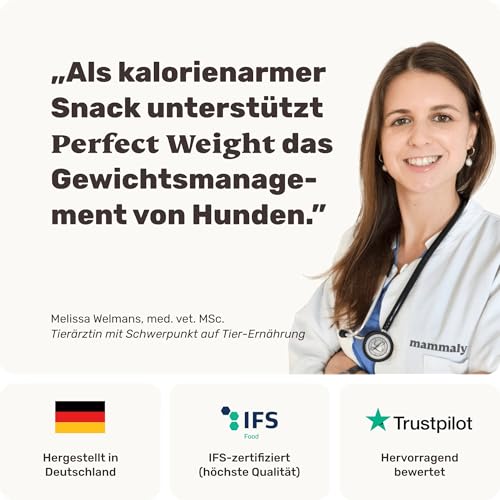 11-in-1 L-Carnitin & Cellulose Snack - Gewichtsmanagement für Hunde - Perfect Weight 270 Snacks (325g) von mammaly - Diätfutter kann beim Abnehmen Hund helfen - Futterzellulose zur Gewichtskontrolle