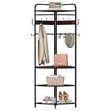 SOCOMFAY Eckgarderobe mit Regal, Garderobenständer mit Haken...