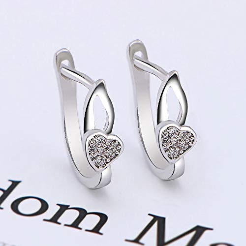 Worry-Free 14K Silver Plated Polished Smooth Heart CZ Latch Back Clasp Earrings4