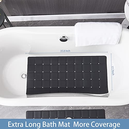 Webos Foldable Silicone Bathtub Mat: Jumbo Size Heavy Duty Safety Bath Mat for Tub Without Suction Cups Non Slip Bath & Shower Mat for Textured, Reglazed, Refinished Tub (Black, 35.8 x 17.7) by Webos - Image 2