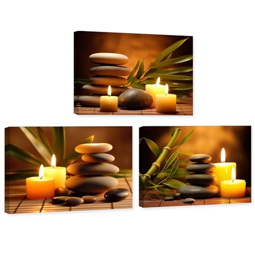 ARTZGX 3 Piece Zen Wall Art Zen Stones Canvas Spa