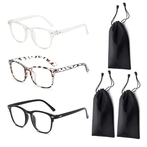 3 Stück Blaulichtbrillen, 3 Stück Brillenbeutel, Kinder-Blaulichtbrillen Für Mädchen, Blendschutzbrillen, Blaublockerbrillen, Computerbildschirm-Brillen Mit Blendschutz