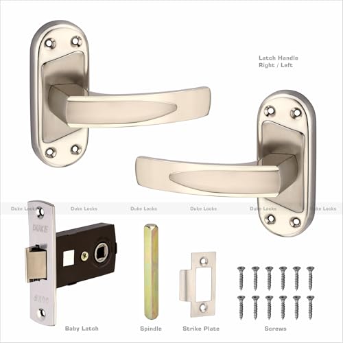 Image of Duke Lock Baby Mortice Set 1001 SS for Main Door, Kitchen, Bedroom, Office, Brass Latch Body with Premium Design Stainless Steel Color 100 MM (5 INCH)