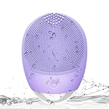 Facial Cleansing Brush, 3-in-1 Electric Soft Silicone Waterproof Face Scrubber, USB Rechargeable IPX7 Waterproof Sonic Vibrating Face Brush for Deep Cleansing, Gentle Exfoliating and Massaging