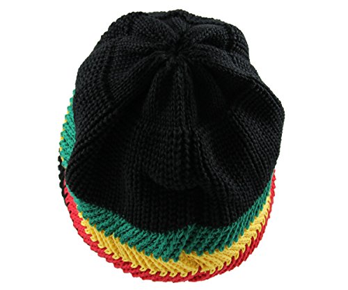 RW Knitted Cotton Classic Rasta Beanie (Black/Rasta)