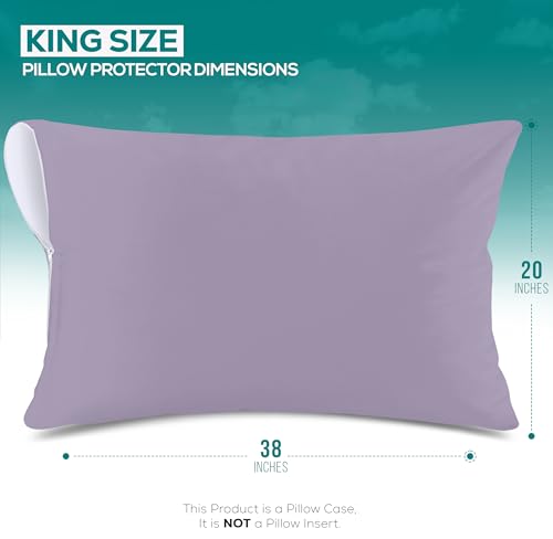 Image of Utopia Bedding Premium 100% Waterproof Pillow Protectors with Zipper King Size (Set of 2), Bed Bug and Dust Mite Proof Zippered Pillow Covers, Pillow Encasement Cases, Lavender