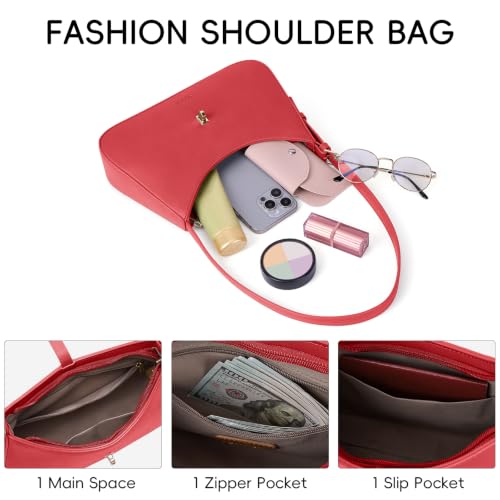 Image of CLUCI Red Shoulder Bag for Women, Small Vegan Leather Purse