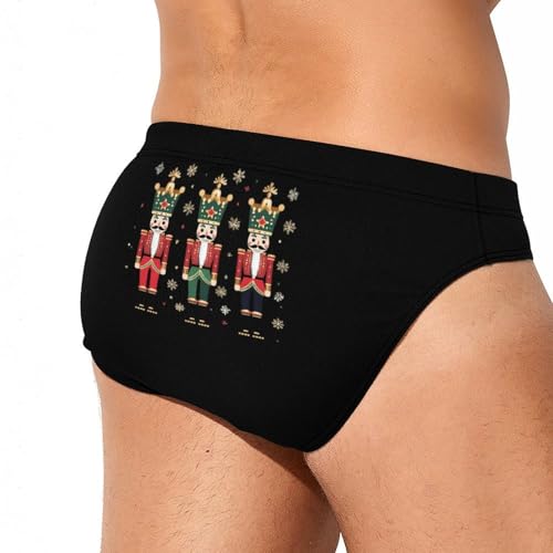 Christmas Nutcrackers Printed Swim Briefs for Men Sexy Bikini Swimwear Elastic Beach Trunks Bathing Suit4