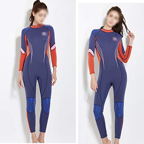 Foto von Zidao Frauen Neoprenanzug, Damen Sommer Neoprenanzug in Voller Länge Einteiliger Langärmeliger Schwimmender Surf Schnorchel Neoprenanzug Für Erwachsene,Orange,M