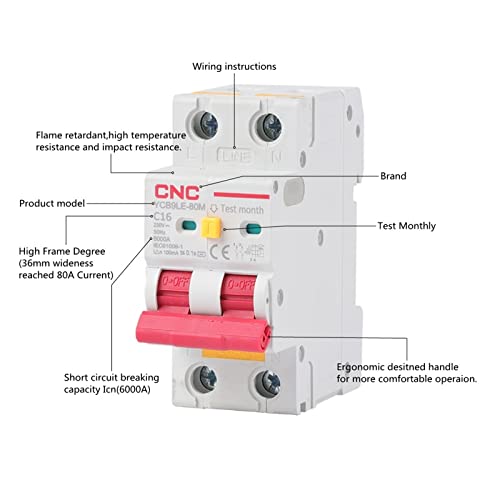 Disjoncteur différentiel 2P 230V 30mA MCB YCB6HLN-63 Plus protégeant contre fuites et surintensités - 3