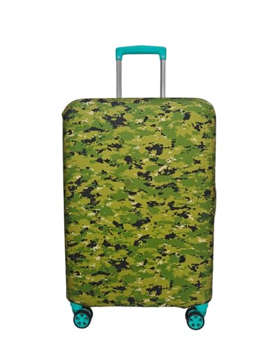 Image of Printed Polyester Suitcase Cover Stretchable Luggage Protector Trolley Bag Cover Travel Accessory (Army Mehndi-M)