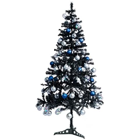 RELSY Black Artificial 6ft Christmas Tree, 1.8m / Black 6ft Christmas Trees For Seasonal Décor, Easy To Assemble, Christmas Tree Stand Included, Reusable, Long Lasting, Fire Retardant PVC Cover