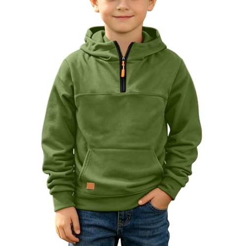 Hoodies for Boys Fleece Fashion Pullover Quarter Zip Hooded Sweatshirt - image 2