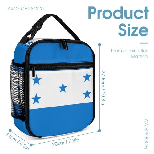Backpack Lightweight Honduras Flag Bookbag with Lunch Box Storage Bags Backpack Set Daypack with Lunch Bag and Cosmetic Bag4