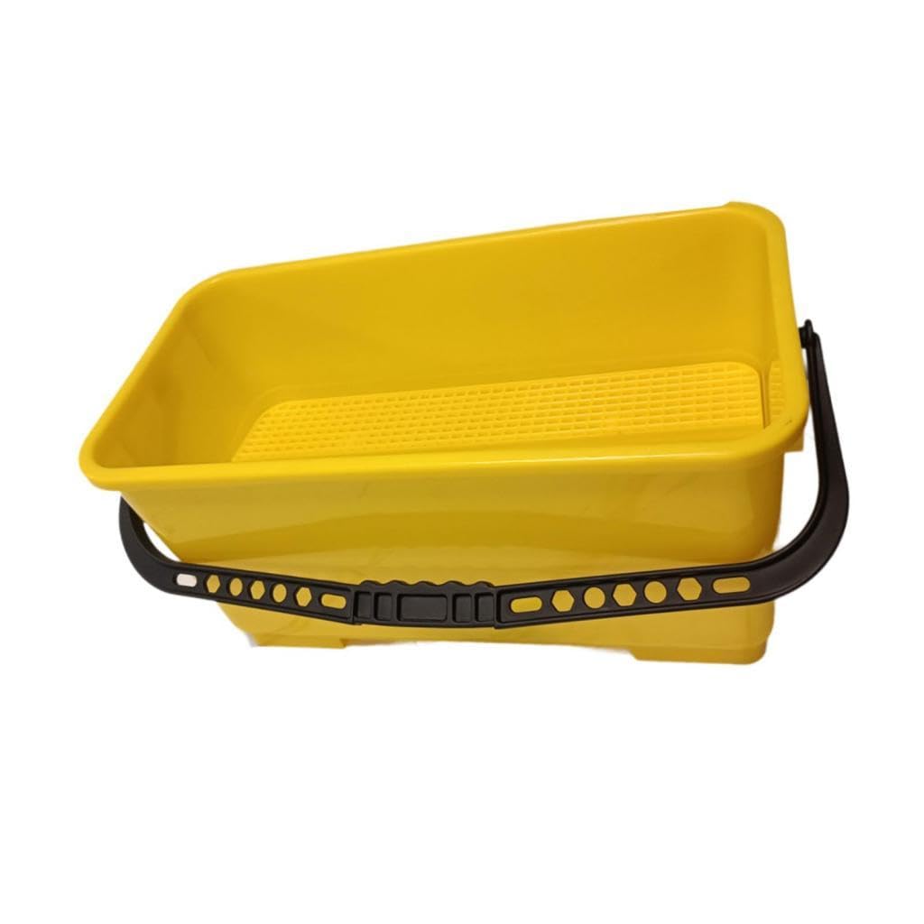 Cubo Rectangular con Ruedas, Balde Portátil, Cubo de Profesional de 24 litros con Escurridor para Limpieza de Suelos, Escuela, Amarillo, Individual