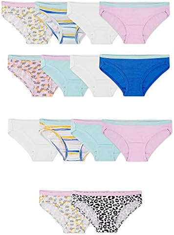 Fruit of the Loom Girls' Little Cotton Bikini Underwear Multipacks, 14 Pack-Fashion Assorted, 4