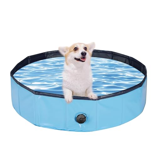 Sensong Hundepool 80x20CM Faltbarer Swimmingpool für Katzen und Hunde rutschfeste und Verschleißfeste PVC Schwimmbad Hundebadewanne Geeignet für Große Mittlere und Kleine Hunde