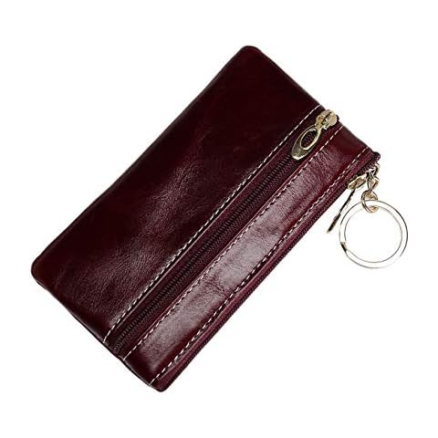 Women’s Coin Purse Mini Change Wallet, Genuine Leather Coin Pouch Brown Size: L Cover