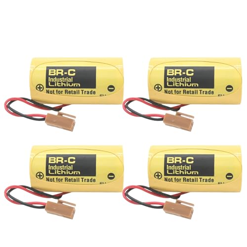 [4 Pack] 3V BR-C PLC Battery for A02B-0120-K106 BR26500 A98L-0031-0007, 5000mAh Non-Rechargeable Battery