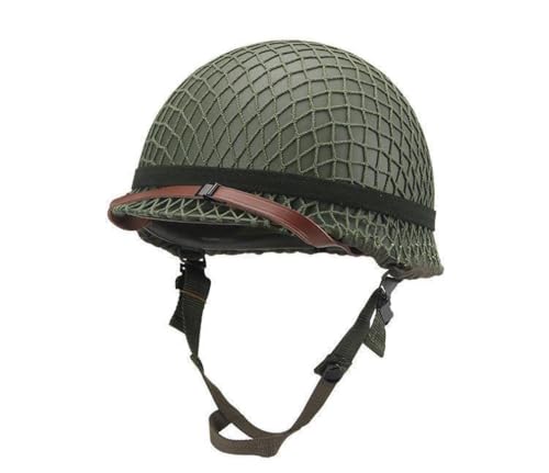 WW2 US M1 Casque Acier Vert avec Housse en Filet pour Casque Tactique Airsoft Paintball