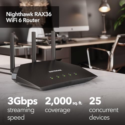image for NETGEAR Nighthawk WiFi 6 Router (RAX36) – Router Only, AX3000 3 Gbps