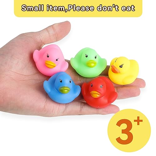 DERAYEE 50 Stück Bunte Mini Badeenten Schwimmendes Weiche Enten Badespielzeug Set klassisches Quietscheentchen für Kinder Dusch Geburtstags Partyartikel