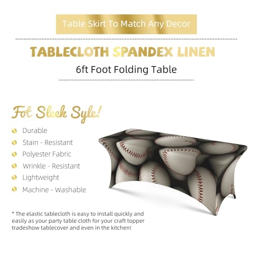 Nappe de table extensible 1,8m rectangulaire en élasthanne lavable motif baseball