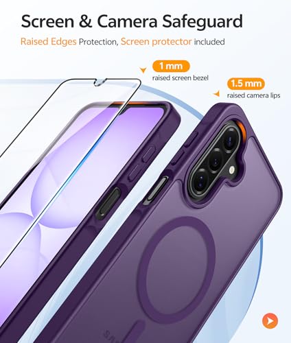 Image of FNTASE for Galaxy A17 /A16 5G Phone Case: for Samsung A17 Cases [Compatible with Magsafe] [Screen Protector] Matte Translucent Military Grade Protection for Samsung A 17 & A 16 4G Cover - Purple