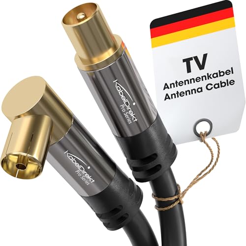KabelDirekt – 4K Antennenkabel, Koaxialkabel, TV Kabel 90° gewinkelt/gerade – 5m – Fernsehkabel digital/analog – Erhältlich in 0,5-20m (Winkel-Buchse/gerader Stecker,...