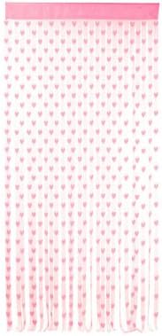 Fringed Door Curtain with 480 Fringes Strings and Rod Pocket [Pink Hearts Design]