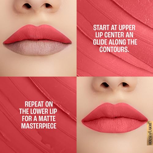 Image of Lakme Powerplay Priming Matte Lipstick, Smooth Matte Finish, Lightweight Lipstick, Smudgeproof, Lasts 16hrs, Hydrates Lips, Peachy Affair, 3.6g (Pack of 2)