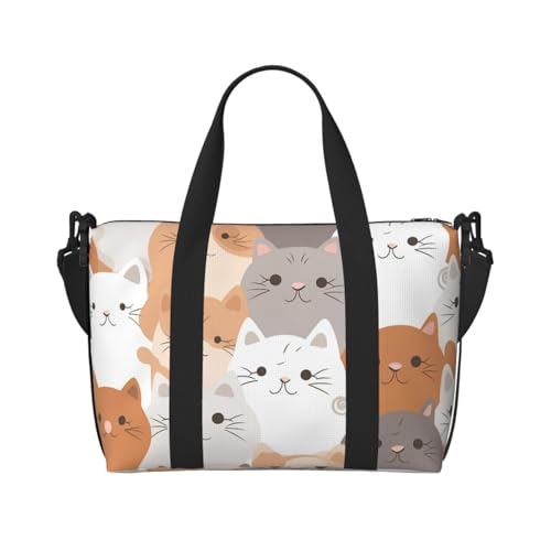 Travel Duffel Bag for Men Gym Bag, Orange Cats Luggage Bag with Shoulder Strap, Large Gym Tote Bag for Women, Weekender Overnight Bag, Foldable Carry on Bag for Airplane